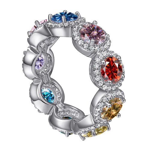 5ct Round Halo Eternity Band Moissanite Rings