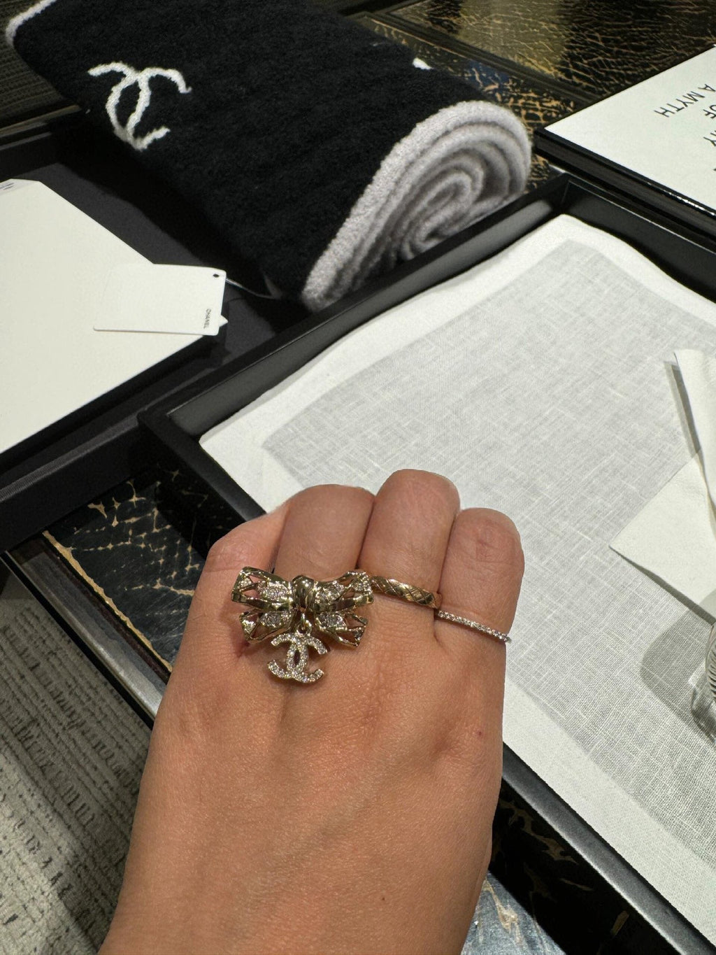 Chanel Bowknot Gold Diamond Ring