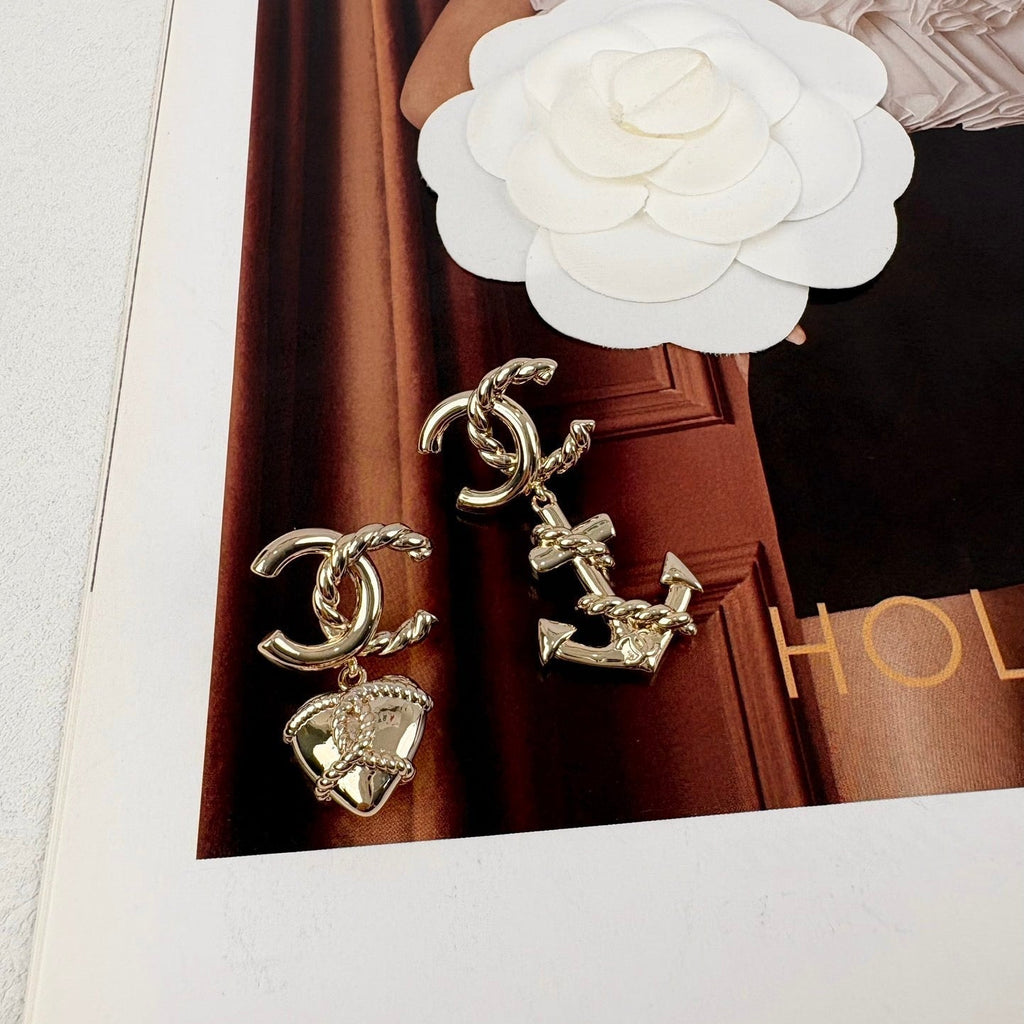 Chanel Heart Anchor Earrings