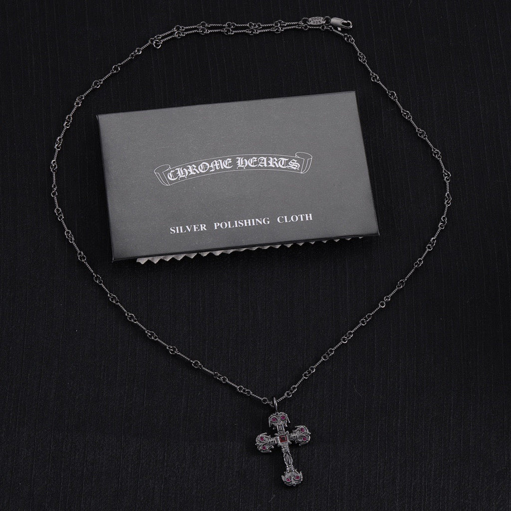 Chrome Hearts Black Purple Diamond Necklace