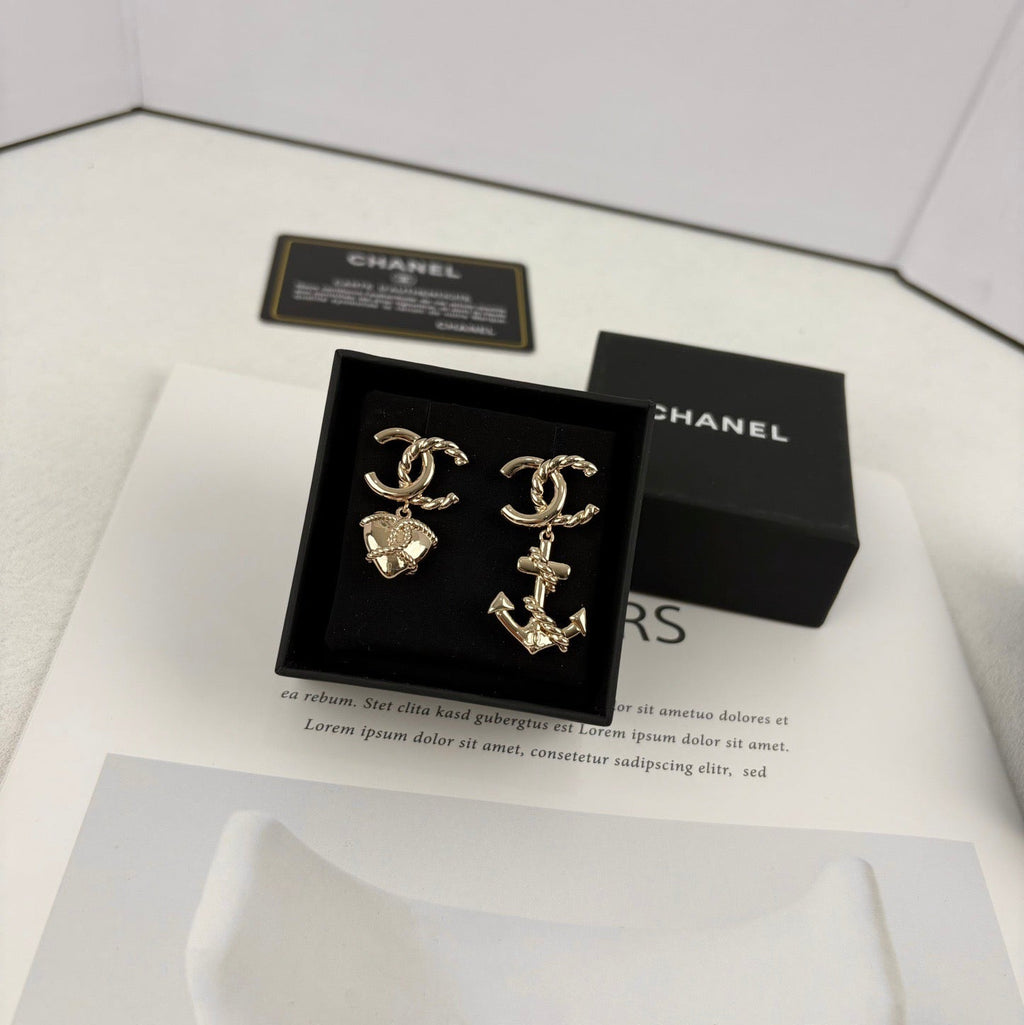 Chanel Heart Anchor Earrings