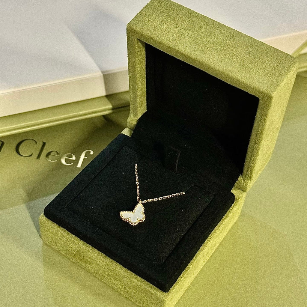 VCA White Pearl Butterfly Necklace Bracelet Earrings