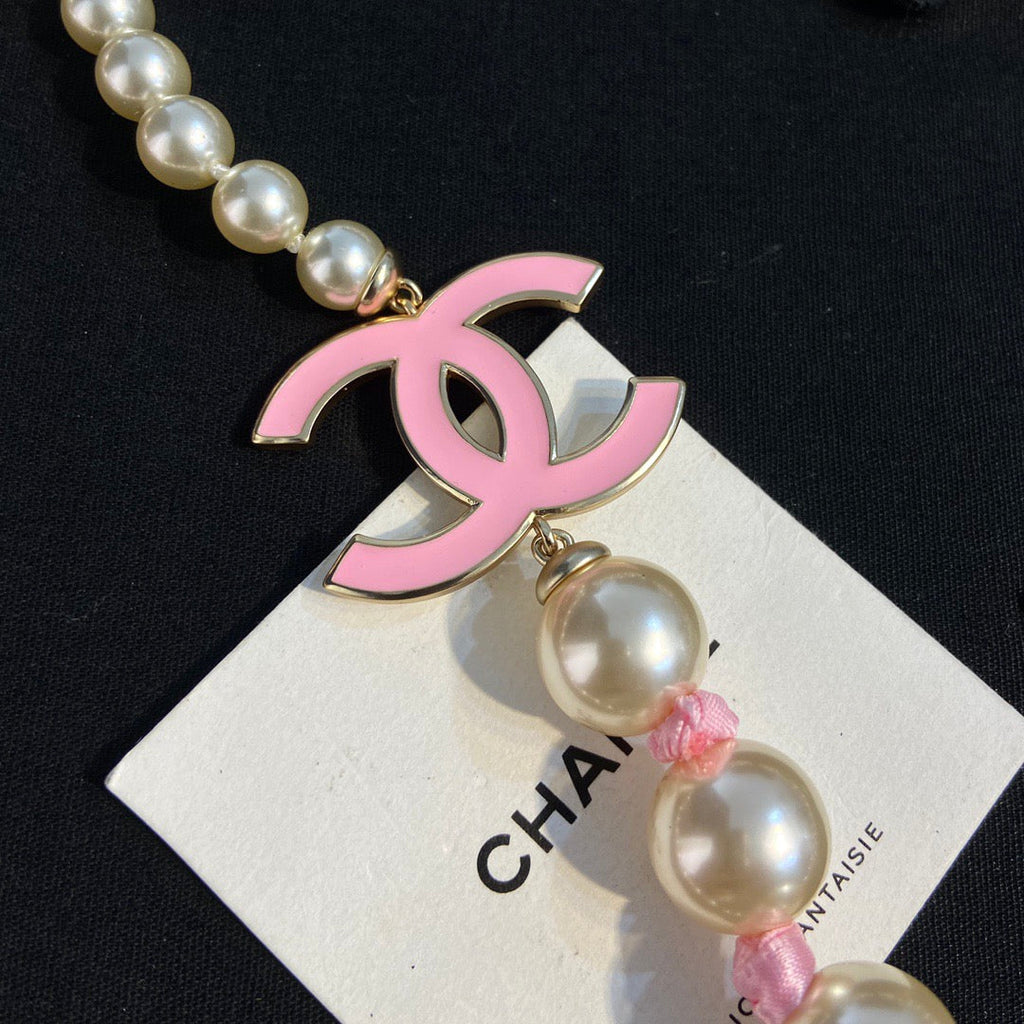 Chanel Pink Pearl Necklace
