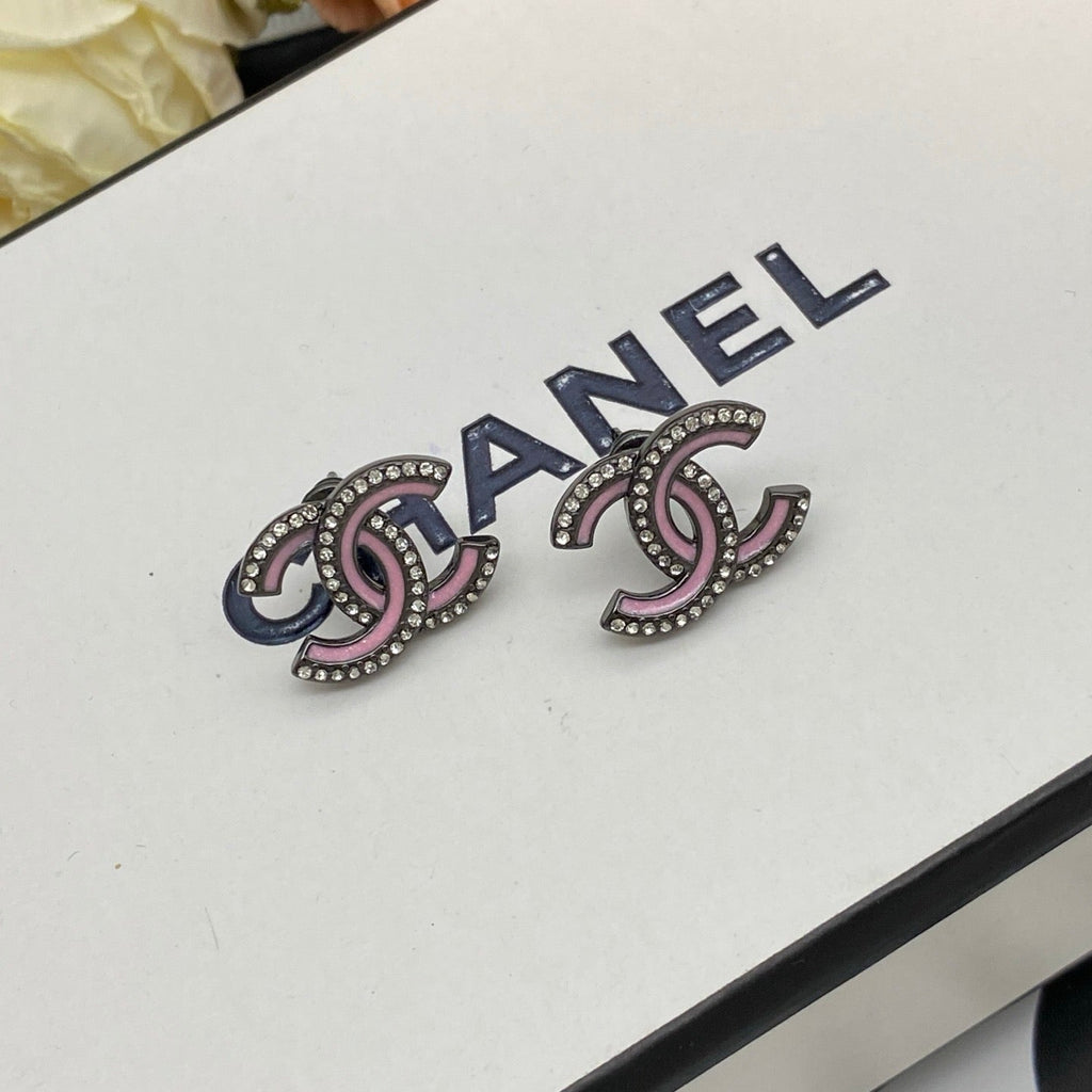 Chanel Black Pink Earrings