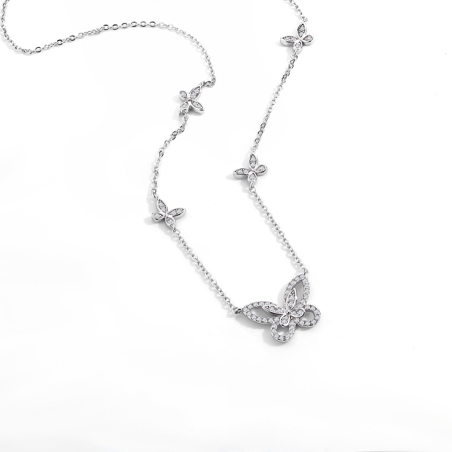 VCA Diamond Butterfly Flower Necklace