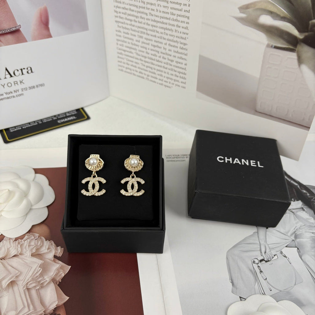 Chanel Shell Gold Earrings